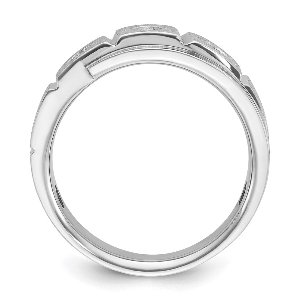 14k White Gold IBGoodman Men's Polished/Satin Diamond Complete Ring