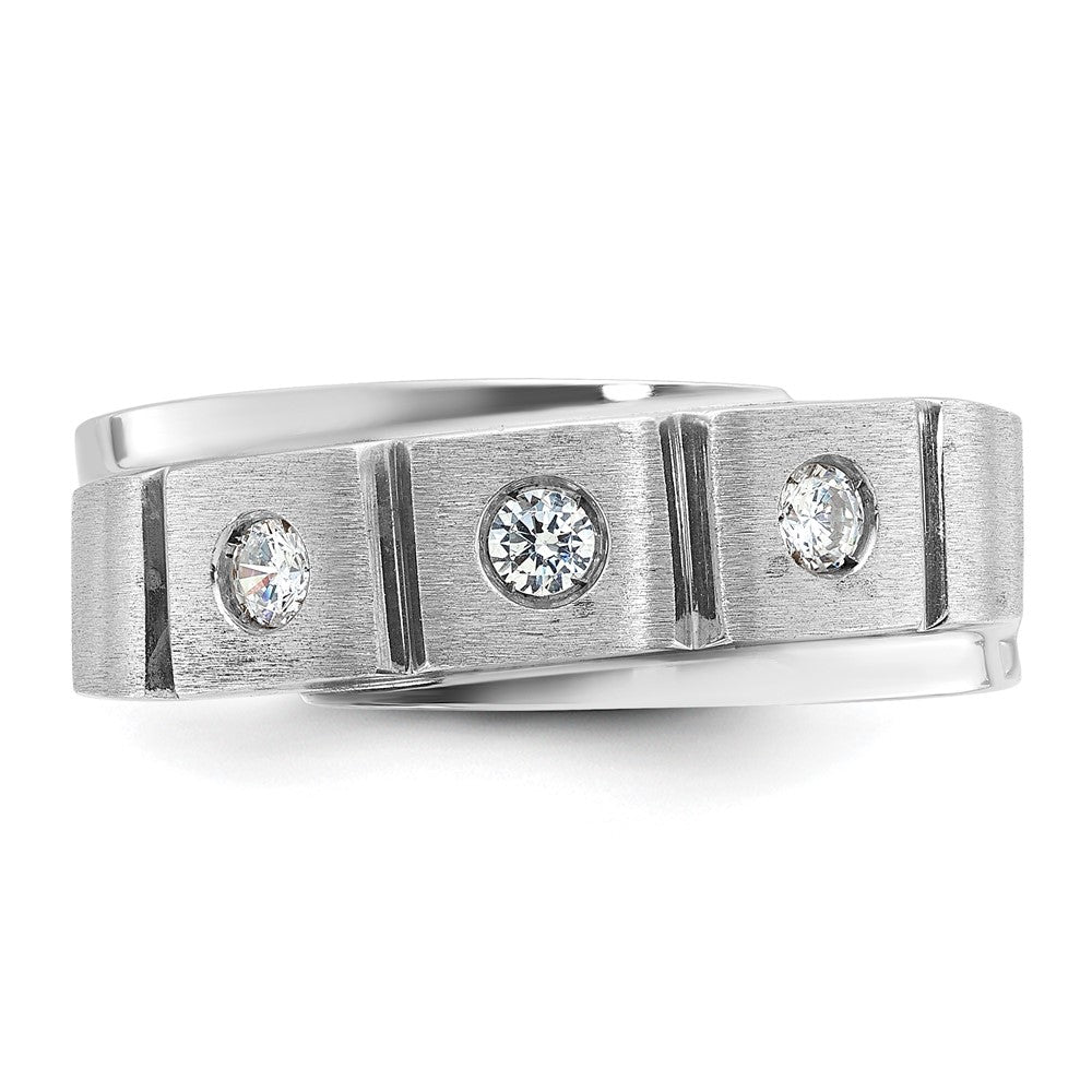 14k White Gold IBGoodman Men's Polished/Satin Diamond Complete Ring