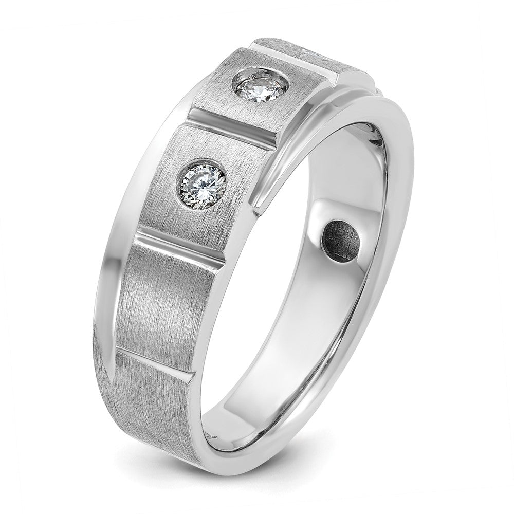 14k White Gold IBGoodman Men's Polished/Satin Diamond Complete Ring