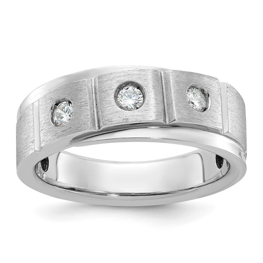 14k White Gold IBGoodman Men's Polished/Satin Diamond Ring Mounting