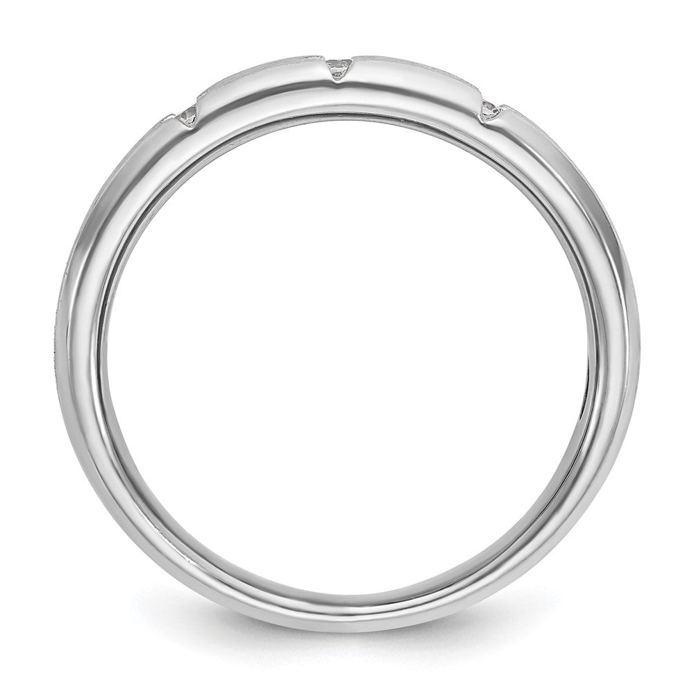 14k White Gold IBGoodman Men's Polished & Satin 3-Stone Ring Mounting