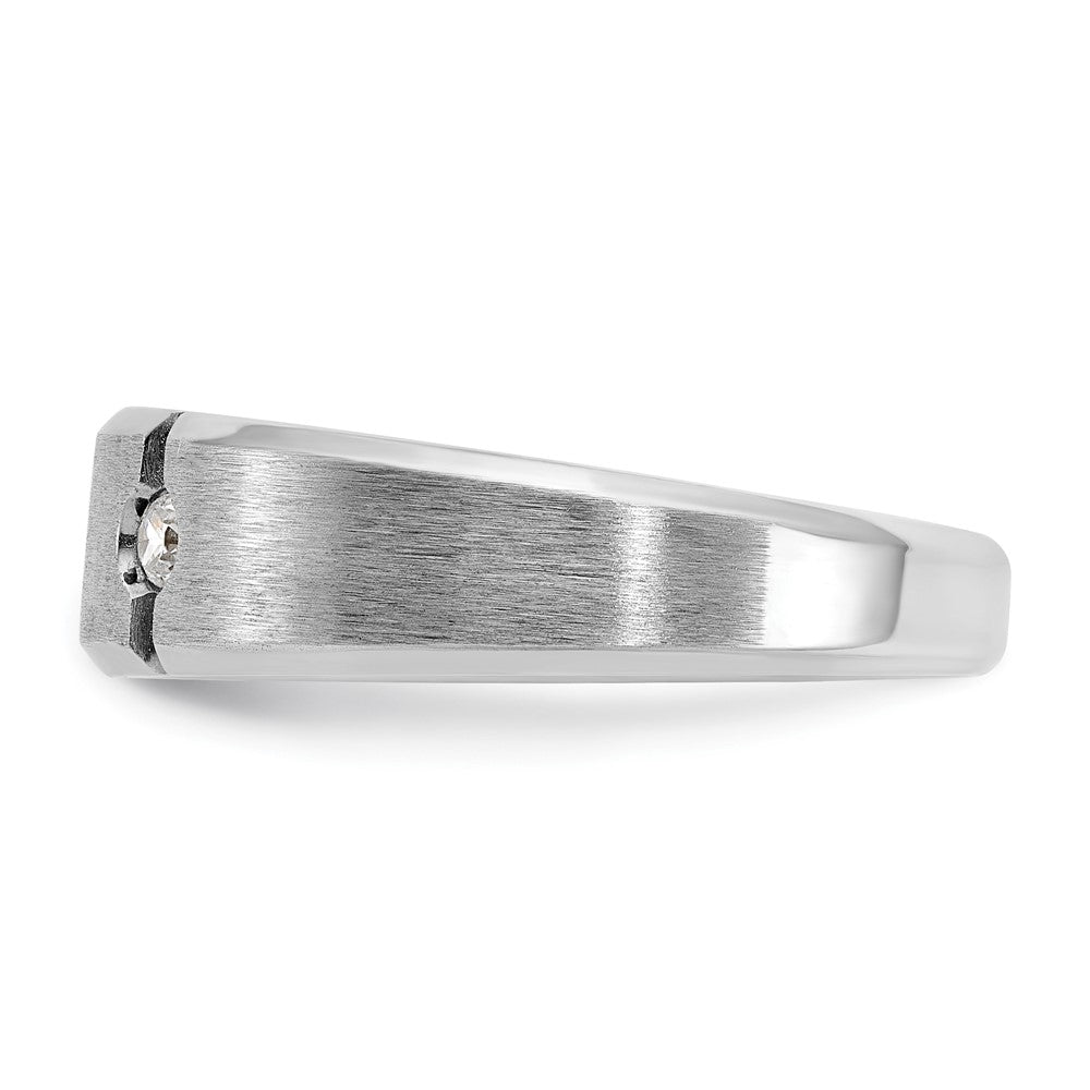 14k White Gold IBGoodman Men's Polished & Satin Diamond 3-Stone Ring