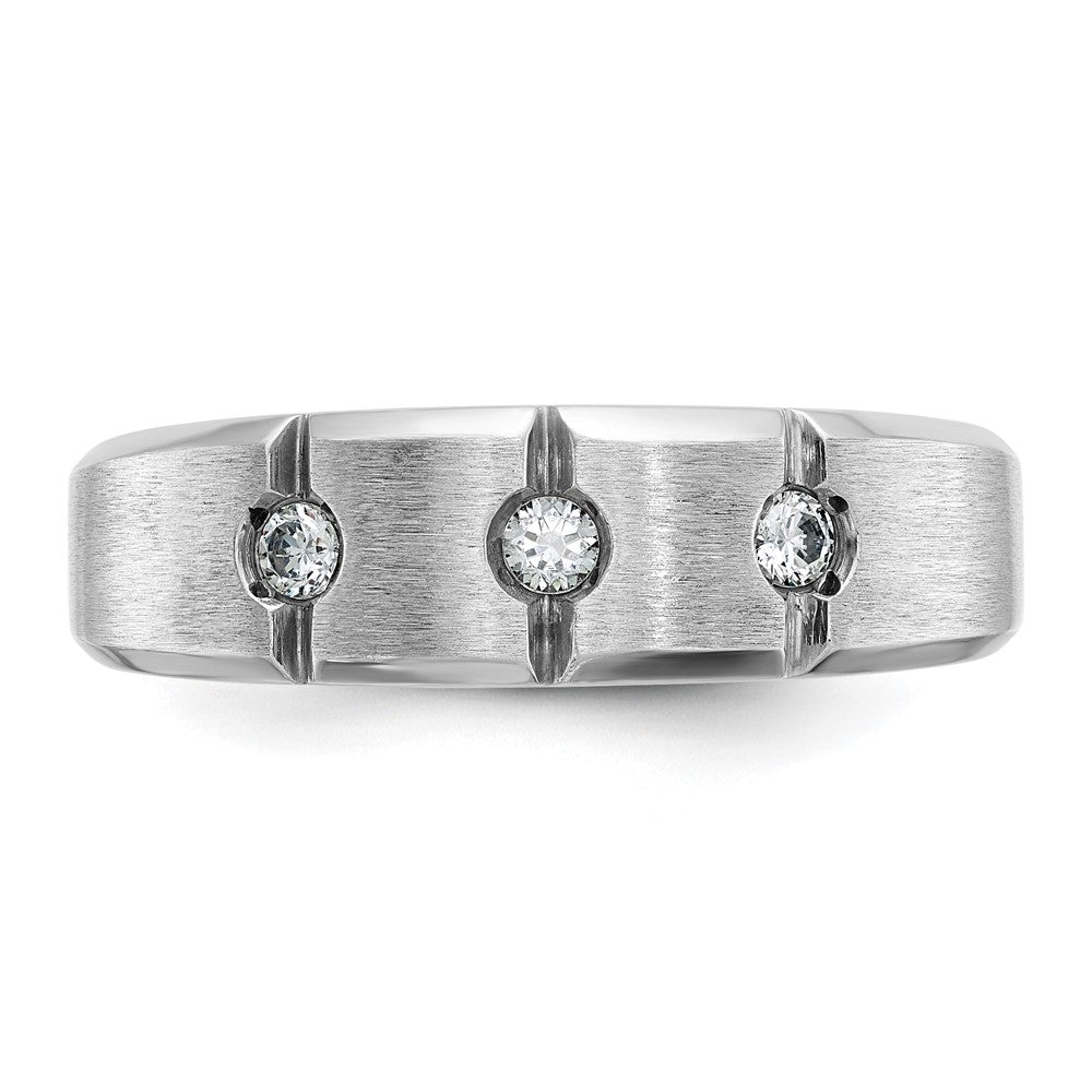14k White Gold IBGoodman Men's Polished & Satin 3-Stone Ring Mounting