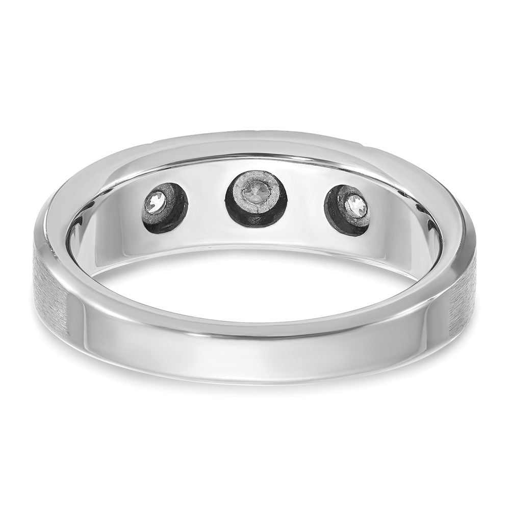 14k White Gold IBGoodman Men's Polished & Satin Diamond 3-Stone Ring