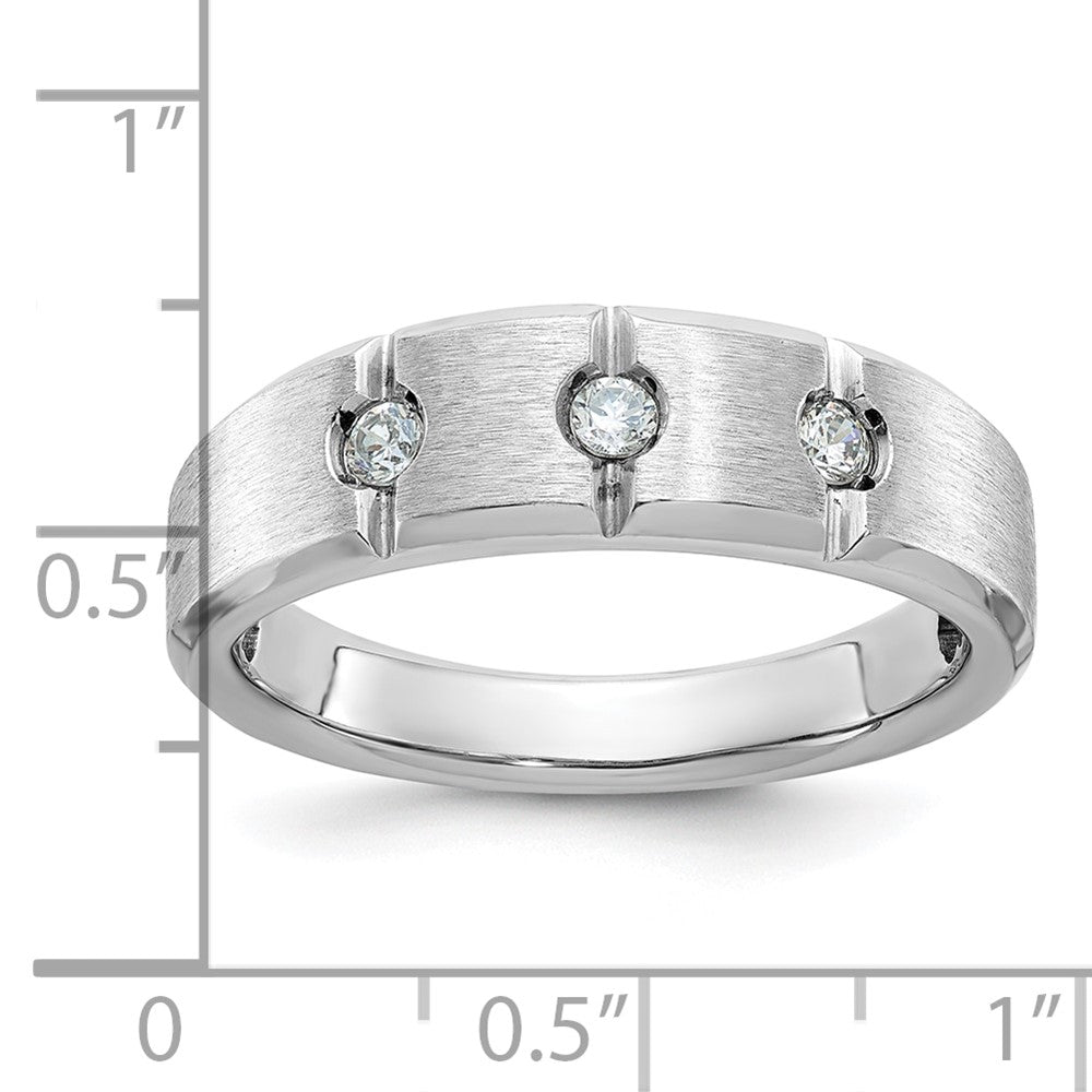 14k White Gold IBGoodman Men's Polished & Satin 3-Stone Ring Mounting
