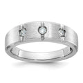 14k White Gold IBGoodman Men's Polished & Satin 3-Stone Ring Mounting
