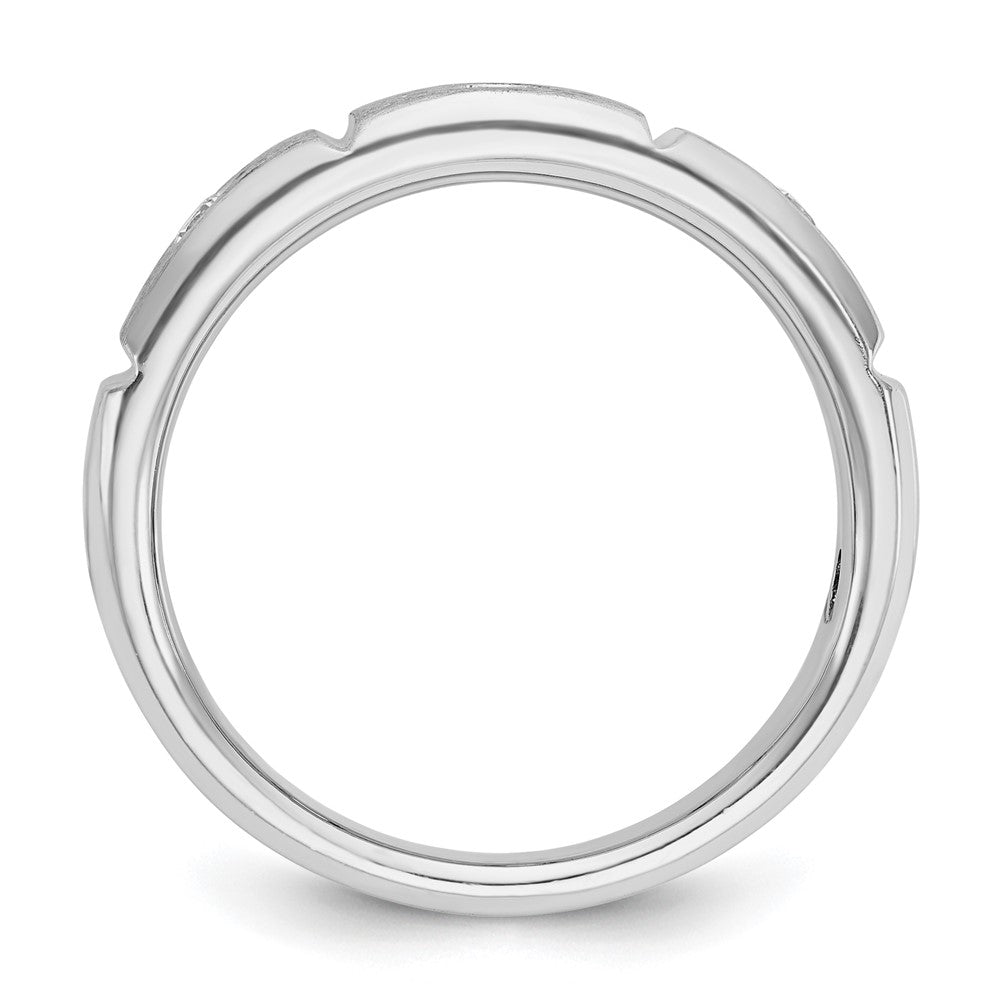 14k White Gold IBGoodman Men's Polished & Satin 3-Stone Ring Mounting