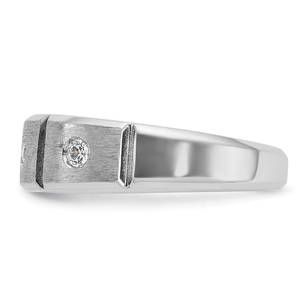 14k White Gold IBGoodman Men's Polished & Satin 3-Stone Ring Mounting
