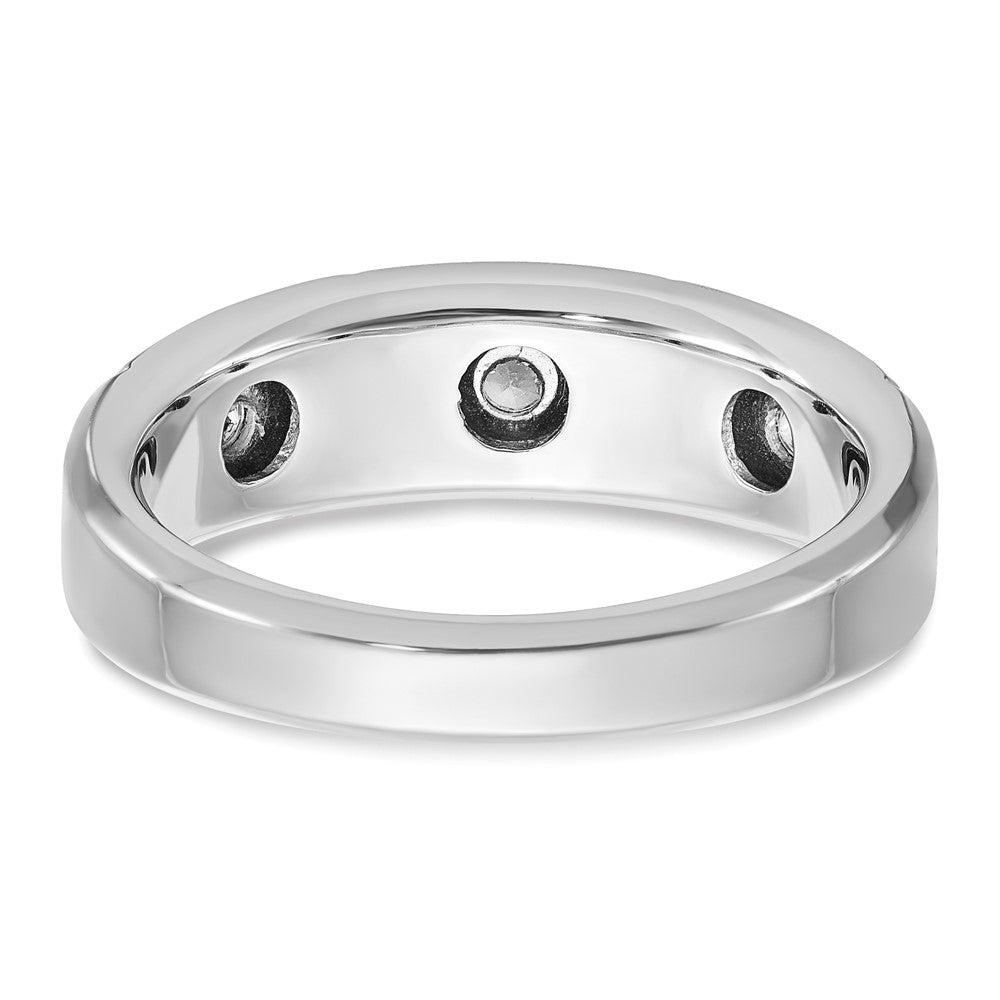 14k White Gold IBGoodman Men's Polished & Satin 3-Stone Ring Mounting