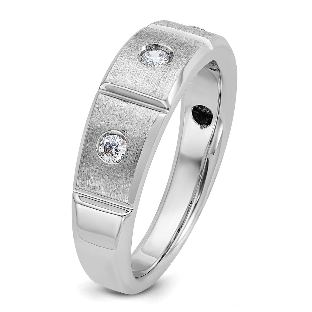 14k White Gold IBGoodman Men's Polished & Satin 3-Stone Ring Mounting