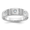 14k White Gold IBGoodman Men's Polished & Satin 3-Stone Ring Mounting