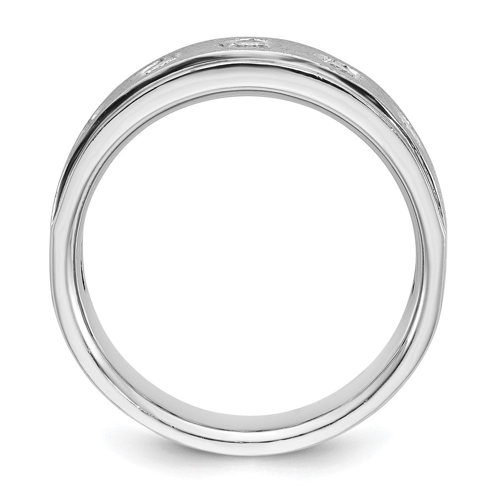 14k White Gold IBGoodman Men's Polished/Satin Diamond Complete Ring