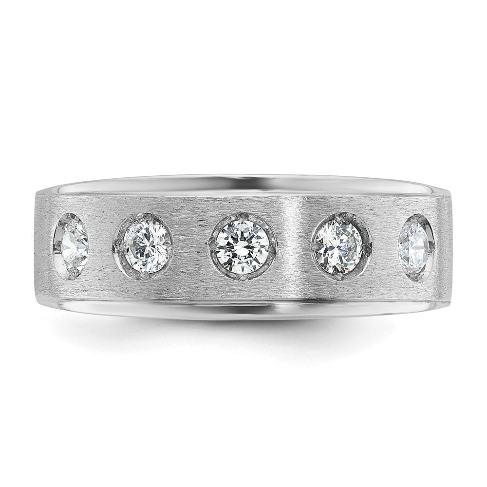 14k White Gold IBGoodman Men's Polished/Satin Diamond Complete Ring