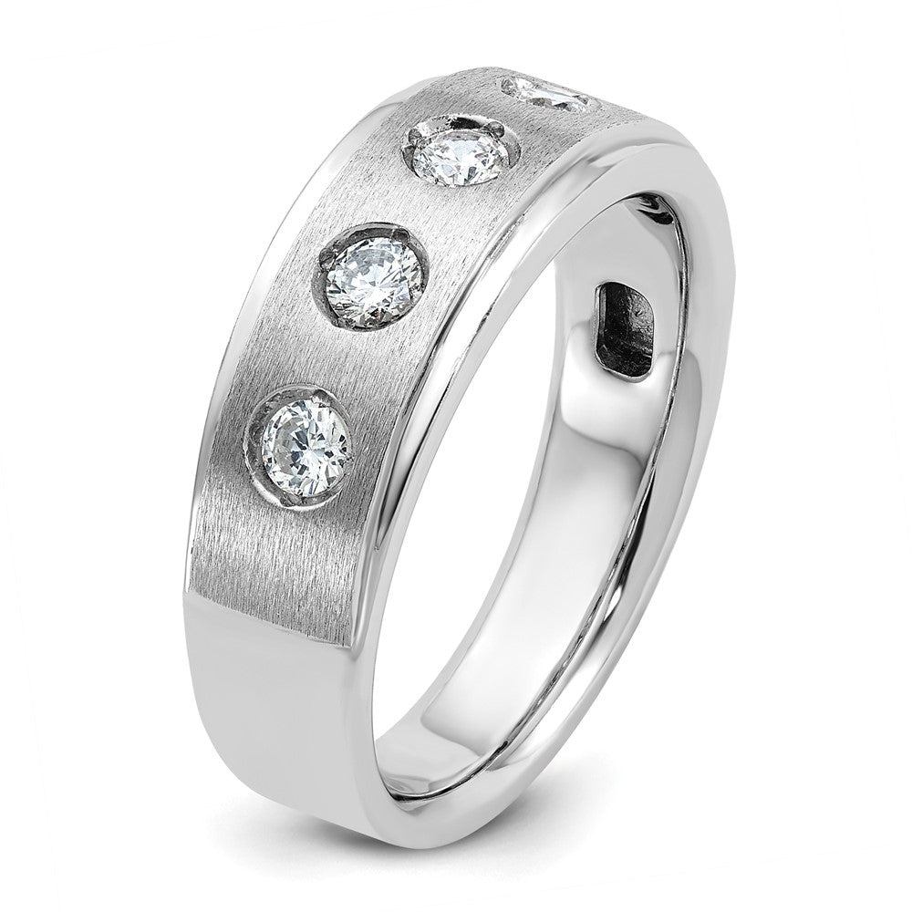 14k White Gold IBGoodman Men's Polished/Satin Diamond Complete Ring