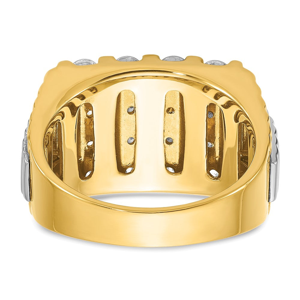 14k Two-tone IBGoodman Men's Polished & Textured 4-Row Ring Mounting