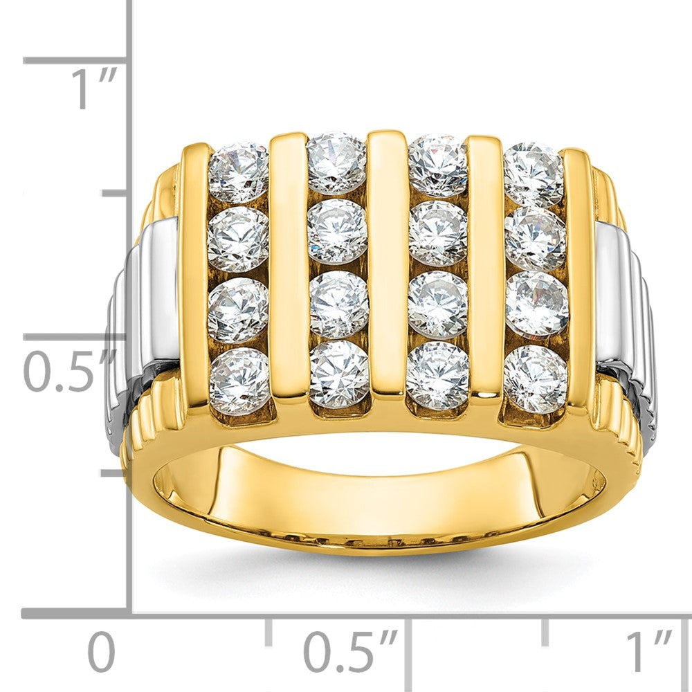 14k Two-tone IBGoodman Men's Polished & Textured 4-Row Ring Mounting