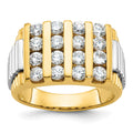 14k Two-tone IBGoodman Men's Polished & Textured 4-Row Ring Mounting
