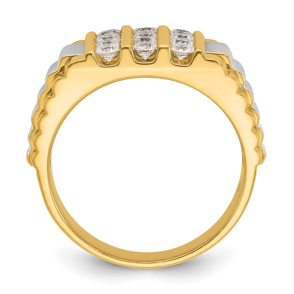 14ktt IBGoodman Men's Polished & Textured Diamond Cluster Ring