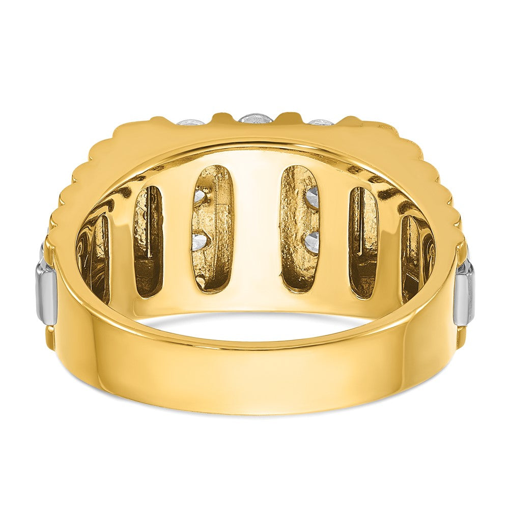 14ktt IBGoodman Men's Polished & Textured Diamond Cluster Ring