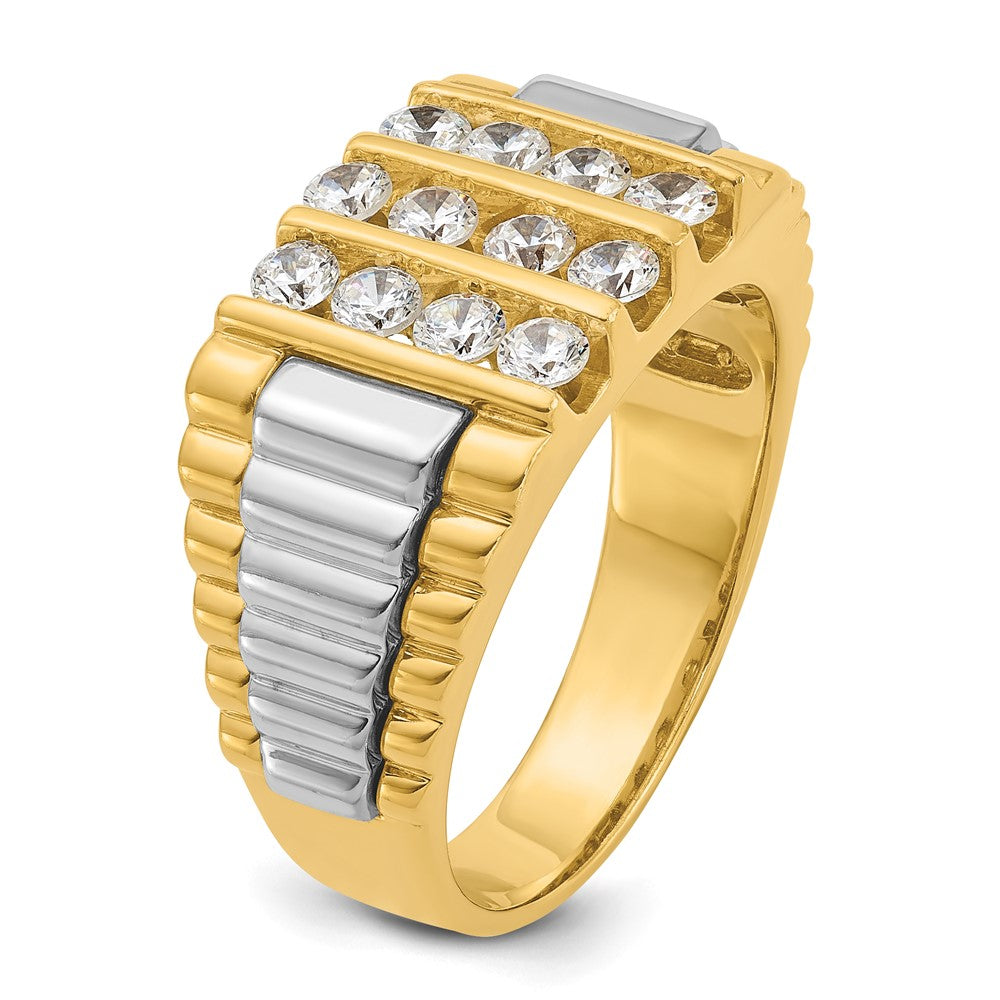 14k Two-tone IBGoodman Men's Polished & Textured Cluster Ring Mtg