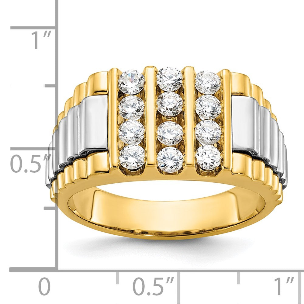 14k Two-tone IBGoodman Men's Polished & Textured Cluster Ring Mtg