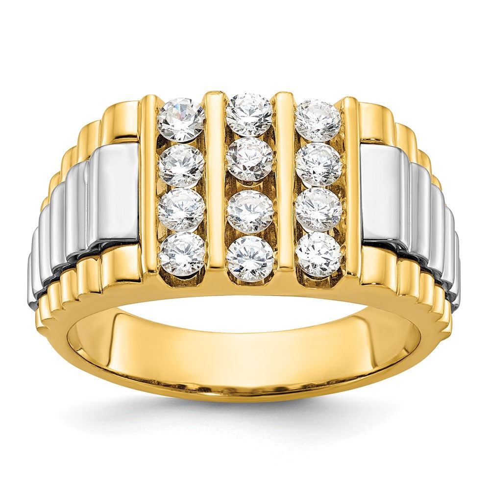14k Two-tone IBGoodman Men's Polished & Textured Cluster Ring Mtg