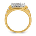 10k Two-tone IBGoodman Men's Polished Satin & Grooved Diamond Ring