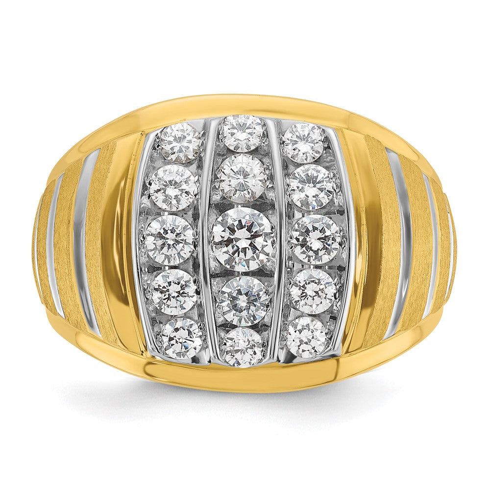 14k Two-tone IBGoodman Men's Polished Satin & Grooved Ring Mounting