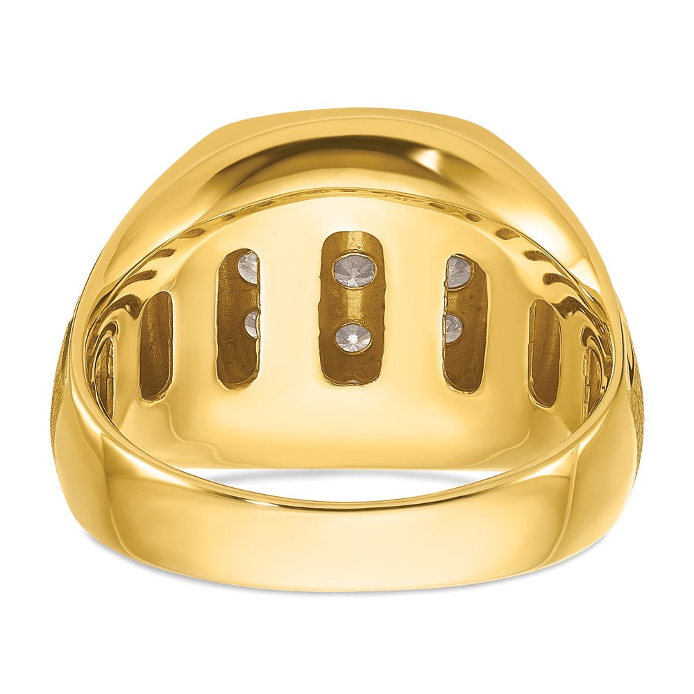14ktt w/ White RH IBGoodman Men's Polish Satin & Grooved Diamond Ring