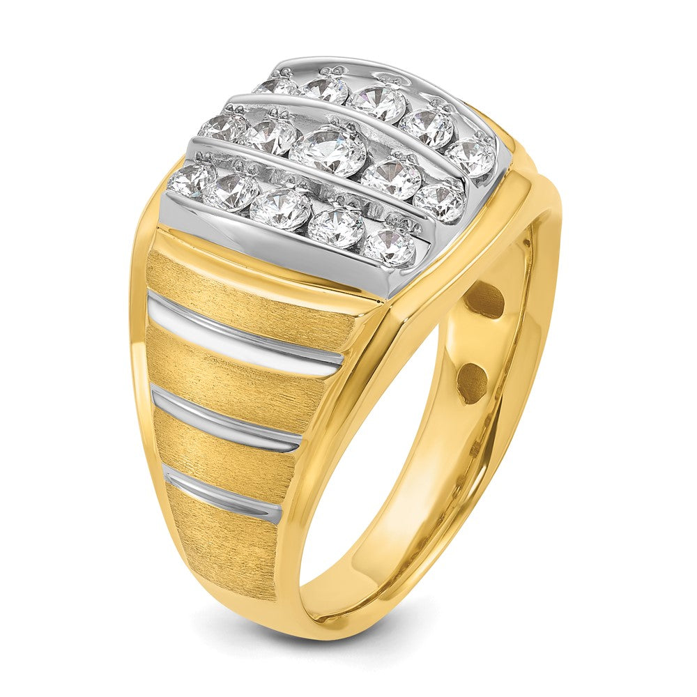 14k Two-tone IBGoodman Men's Polished Satin & Grooved Ring Mounting