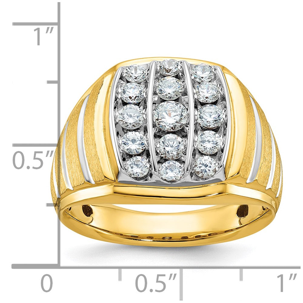 14k Two-tone IBGoodman Men's Polished Satin & Grooved Ring Mounting