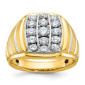 14k Two-tone IBGoodman Men's Polished Satin & Grooved Ring Mounting