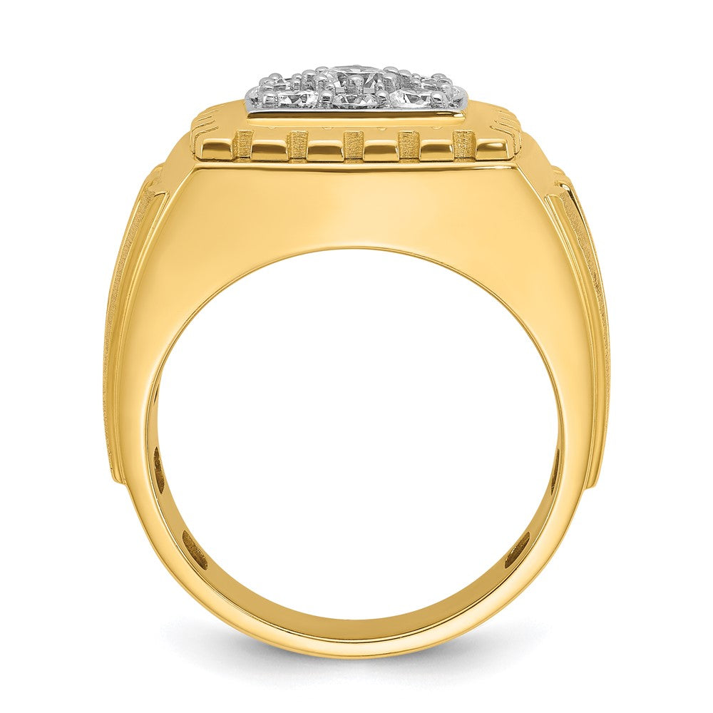 14ktt IBGoodman Men's Polish Satin & Grooved Cluster Ring Mounting