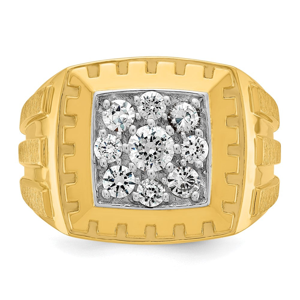 14ktt IBGoodman Men's Polish Satin & Grooved Cluster Ring Mounting