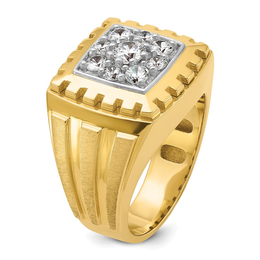 14ktt IBGoodman Men's Polish Satin & Grooved Cluster Ring Mounting