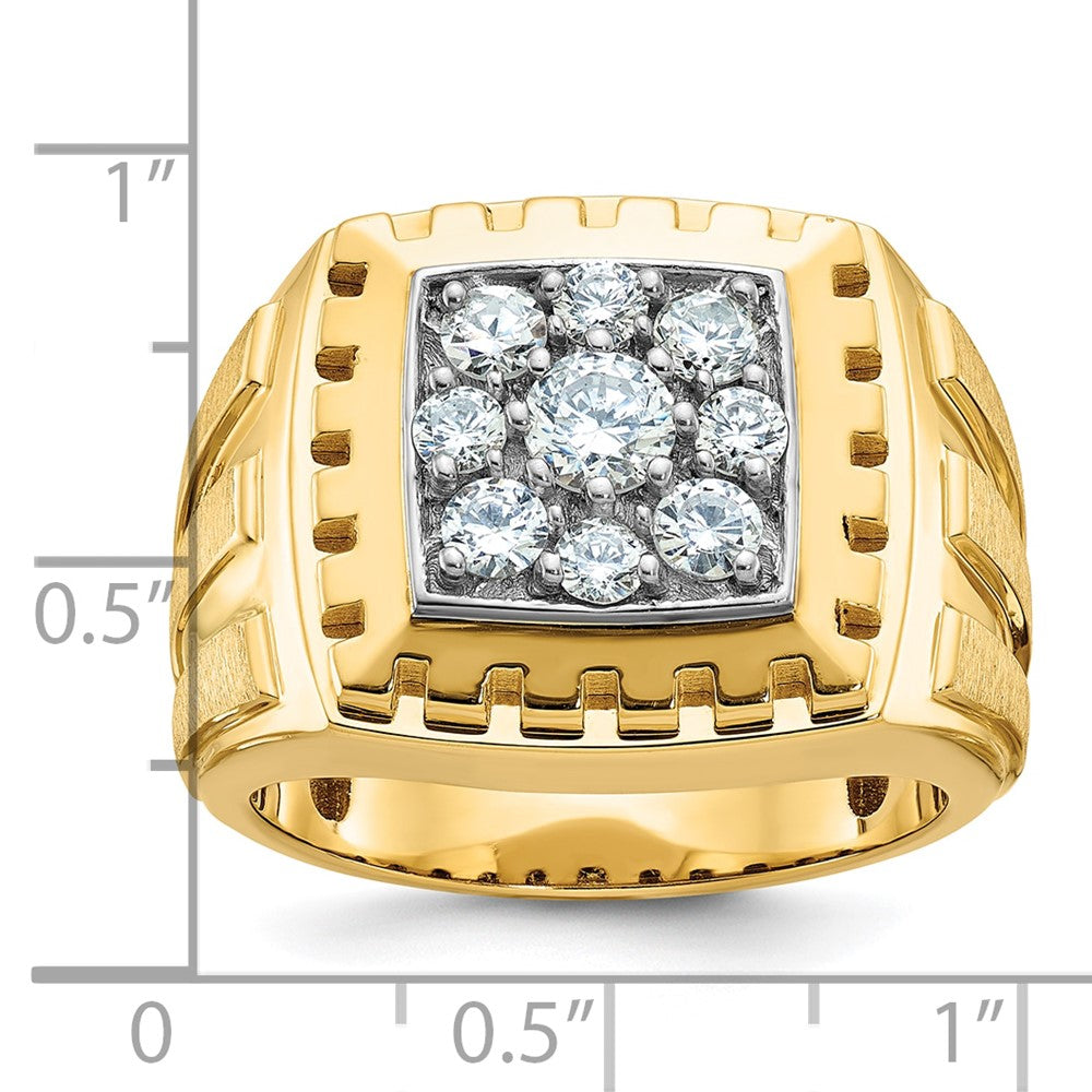 14ktt IBGoodman Men's Polish Satin & Grooved Cluster Ring Mounting