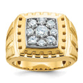 14ktt IBGoodman Men's Polish Satin & Grooved Cluster Ring Mounting