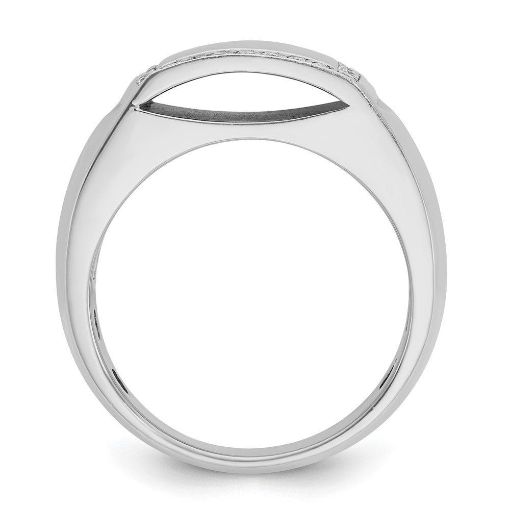 14k White Gold IBGoodman Men's Polished Diamond Rectangle Ring