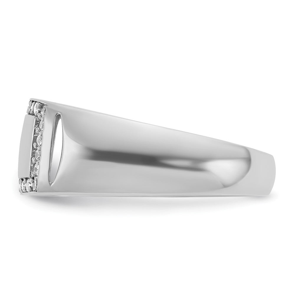 14k White Gold IBGoodman Men's Polished Diamond Rectangle Ring
