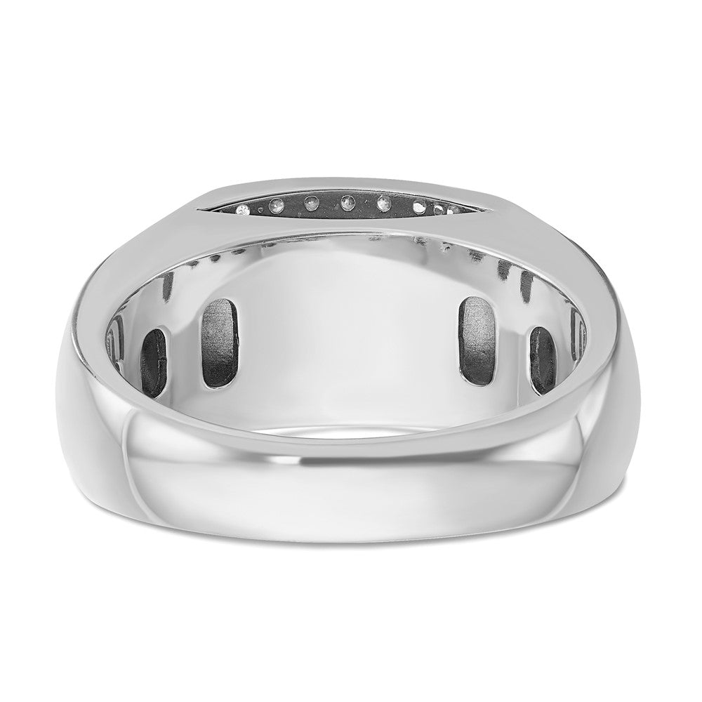 14k White Gold IBGoodman Men's Polished Diamond Rectangle Ring