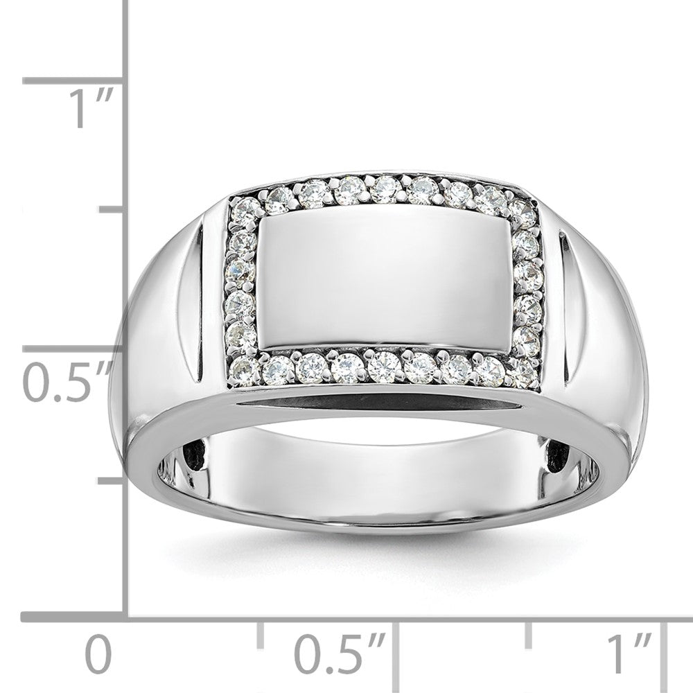 14k White Gold IBGoodman Men's Polished Diamond Rectangle Ring