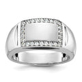 14k White Gold IBGoodman Men's Polished Diamond Rectangle Ring