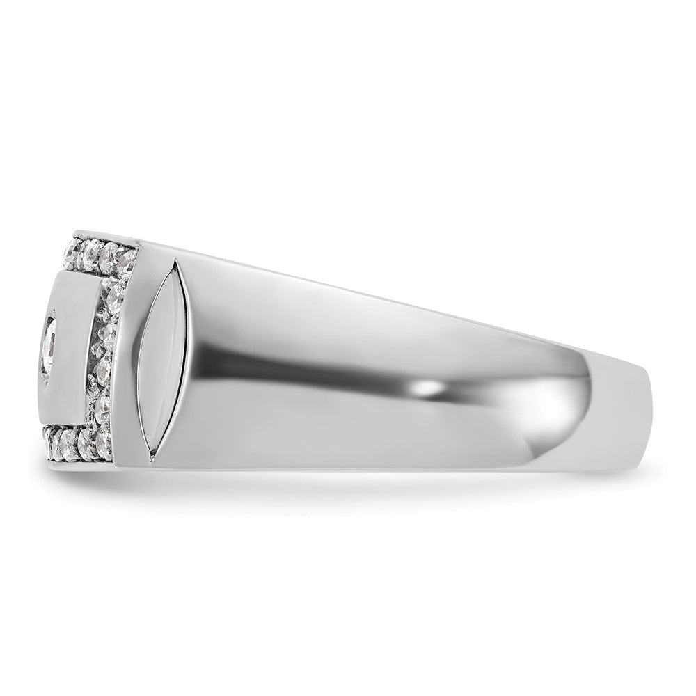 14k White Gold IBGoodman Men's Polished & Cut-Out Diamond Ring