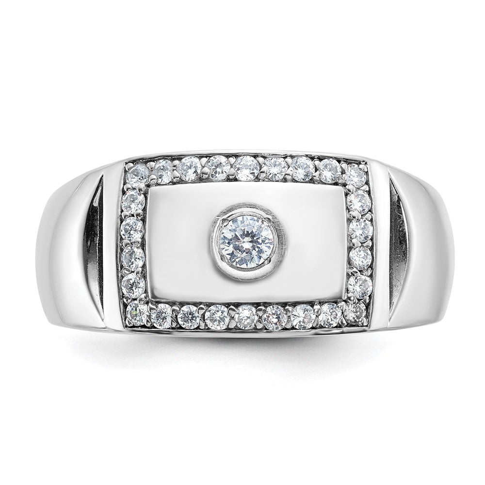 14k White Gold IBGoodman Men's Polished & Cut-Out Diamond Ring