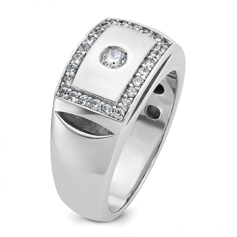 14k White Gold IBGoodman Men's Polished & Cut-Out Diamond Ring