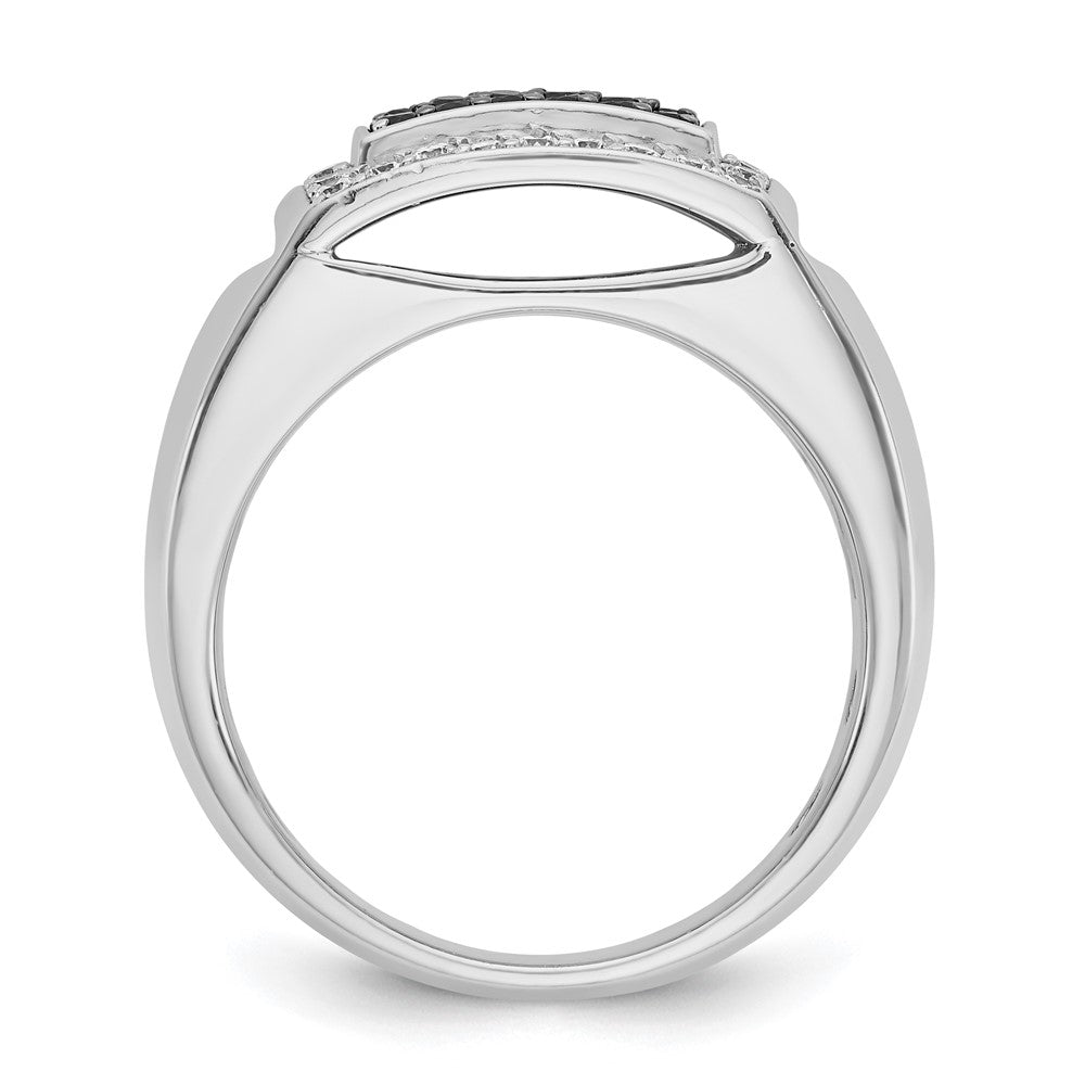 14kw IBGoodman Men's Polished Black/White Diamond Rectangle Ring