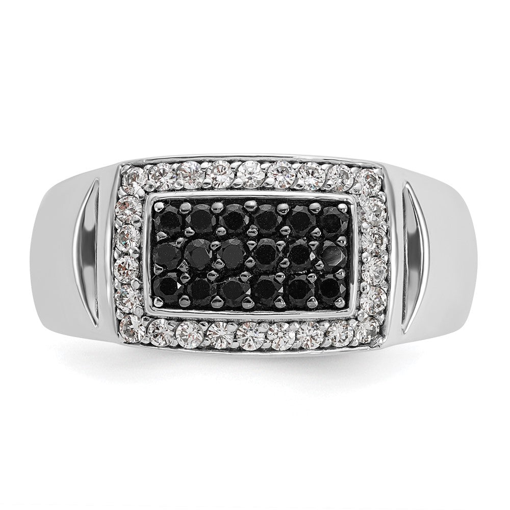 14kw IBGoodman Men's Polished Black/White Diamond Rectangle Ring
