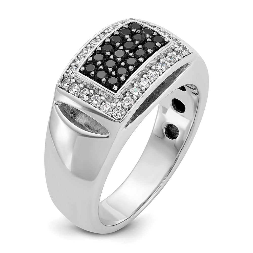 14k White Gold IBGoodman Men's Polished & Cut-Out Rectangle Ring Mtg