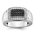 14k White Gold IBGoodman Men's Polished & Cut-Out Rectangle Ring Mtg