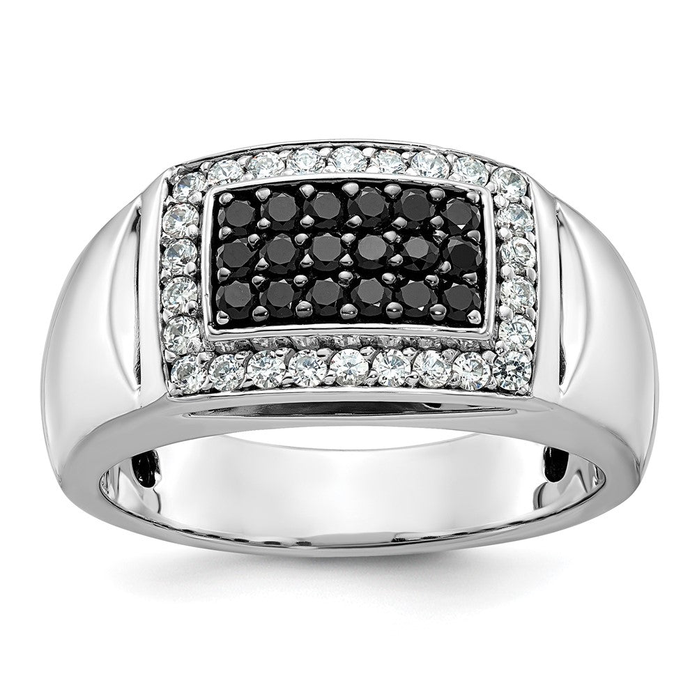 14k White Gold IBGoodman Men's Polished & Cut-Out Rectangle Ring Mtg